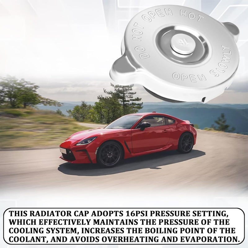 QQWD غطاء رادياتير 1PC، 16PSI ملحقات سيارات مقاومة للماء ومضادة للتسرب، غطاء تبريد بديل بتصميم مزدوج، غطاء ختم رادياتير عالمي لمعظم السيارات (فضي) - Image 4